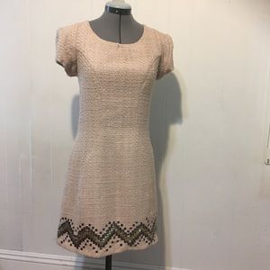 Forever 21 blush/metallic  tweed detailed short sleeve dress